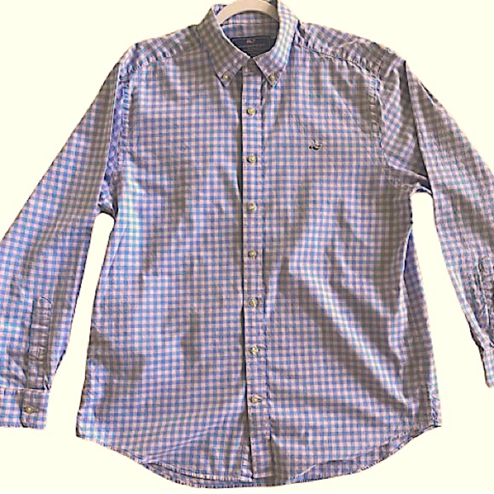 Vineyard Vines Whale Men’s Button Down Long Sleeve Shirt, Large Slim Fit